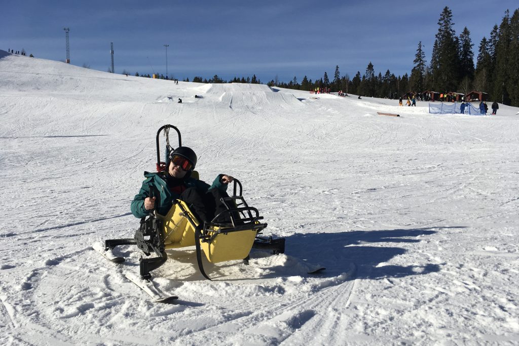 Emil Nyström i sin skicart på Bräntberget.